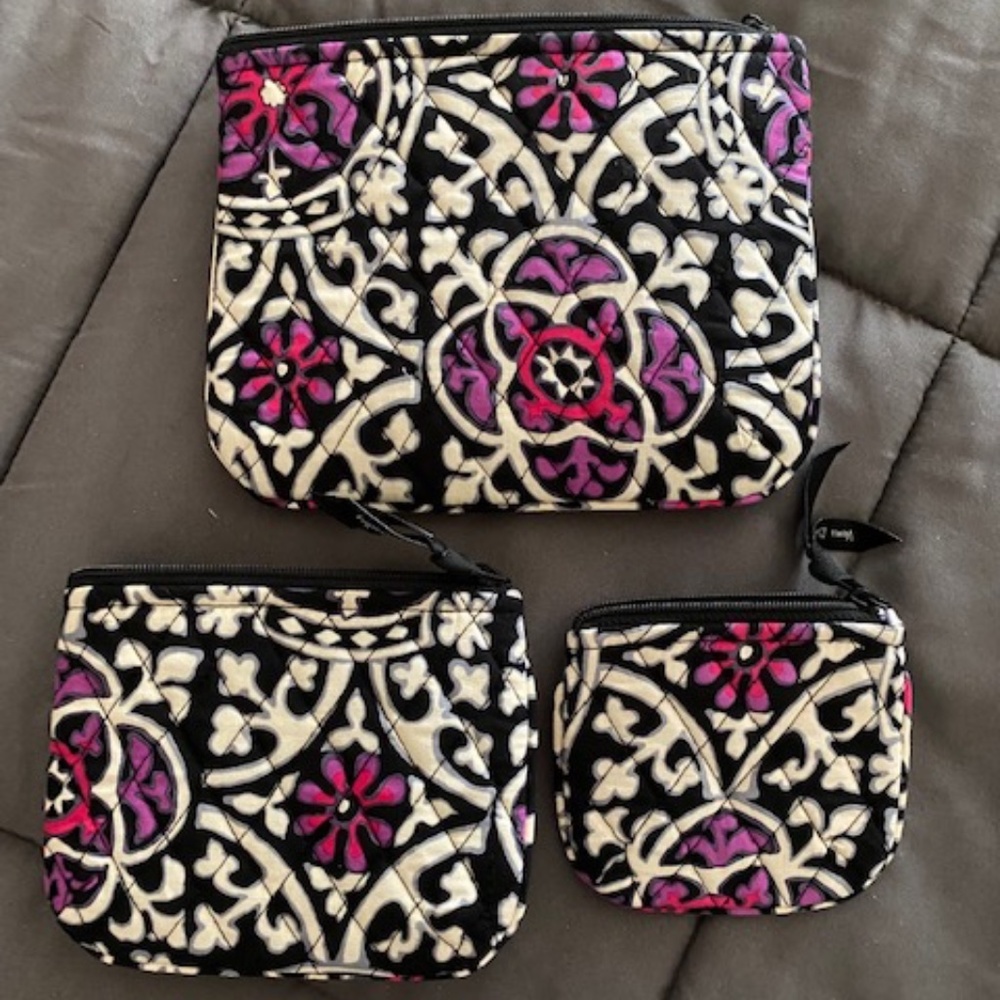 Vera Bradley Cosmetic Trio in Scroll Medallion pattern